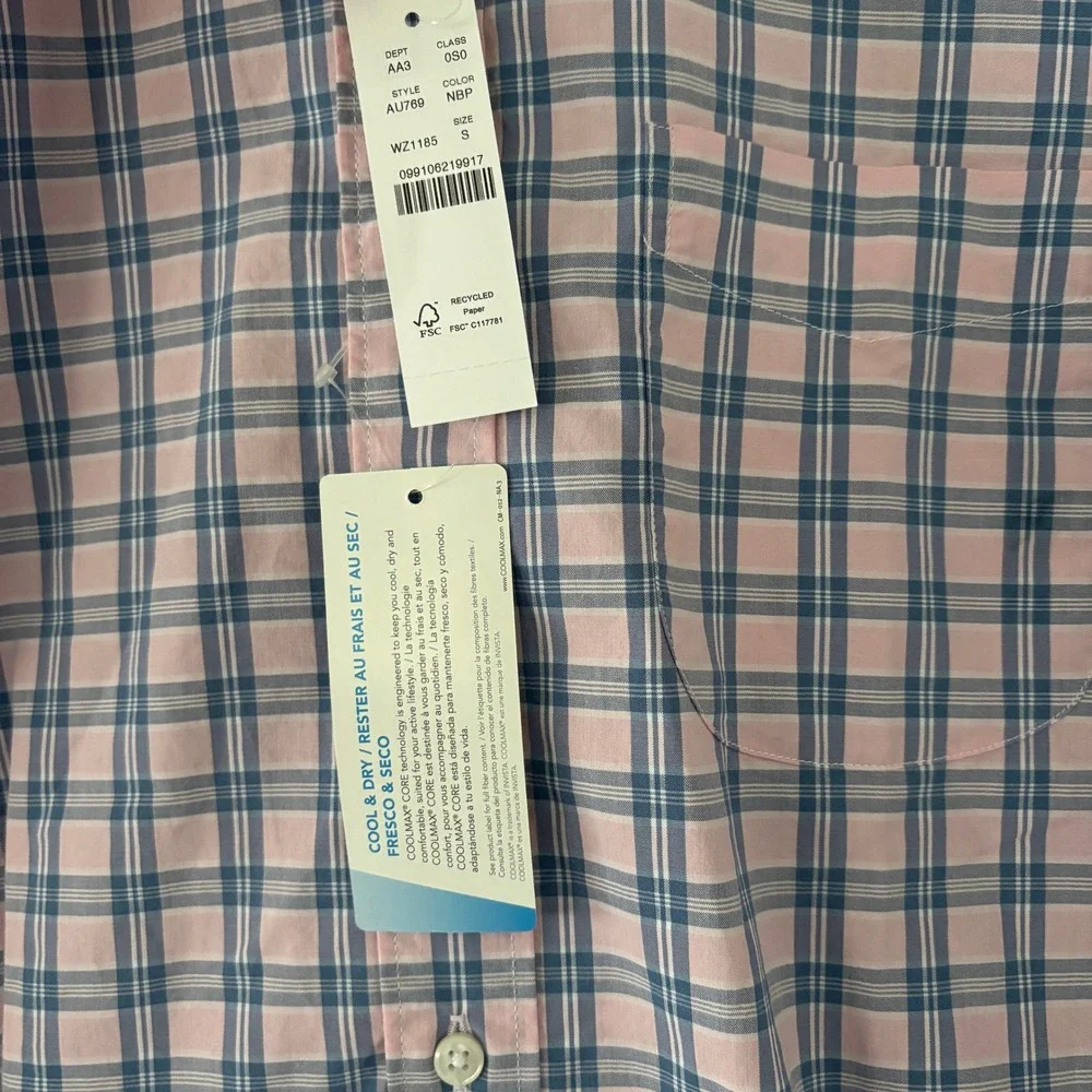 J. Crew NWT Cool-Max Button-Up Shirt – Size Small Soft Stretch Performance Plaid